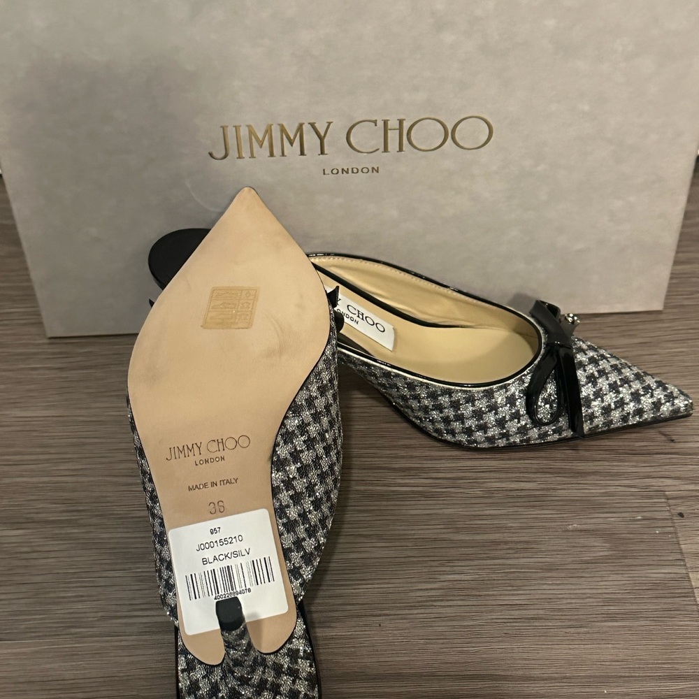 Jimmy Choo Houndstooth Black and White Heels - Picture 4 of 4